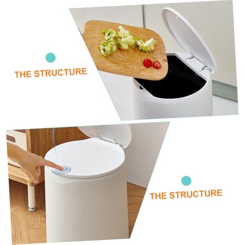 Caneca de basura blanca con tapa para baño y oficina miniatura 4