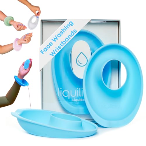 LiquiBands Face Washing Wristbands – No More Wet Sleeves with This Skincare Essential – Silicone Spa Bands to Catch Water Drips – Stocking Stuffer for Girls & Women (Sky Blue, 1 Pair)