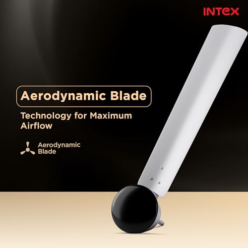 Image of Intex Dynojet 1200mm BLDC Ceiling Fan with Remote, 350 RPM High Speed, 220 CMM Air Delivery, Energy Saving Eco Mode, Timer, Silent Operation, Premium Finish Ceiling Fan (Matte White)