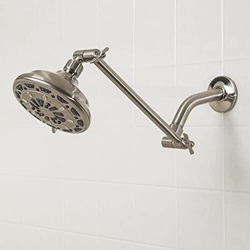 Cabezal de ducha Padro con brazo ajustable de metal de 10" y cabezales de ducha manuales 6