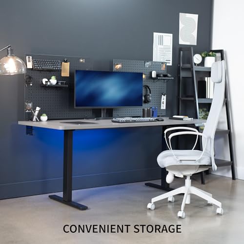 Image of VIVO Black Clamp-on 60 x 24 inch Desk Pegboard, PP-DK30B-2 | Steel Privacy Panel, Magnetic Peg Board, Office Accessory Organizer, Above or Under Desk Placement