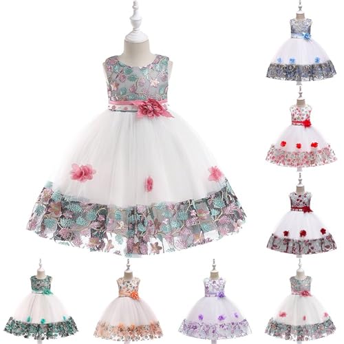 Toddler Girls Embroidery Tutu Tulle Dress Elegant Belted Evening Ball Gown Wedding Birthday Party Dresses for 3-10 Years2