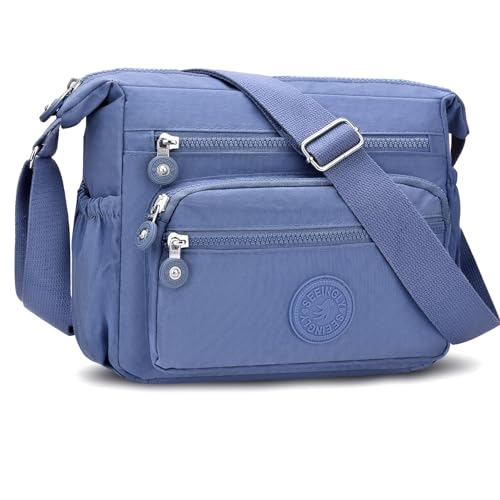 ONEKERUN Bolso Bandolera Mujer, Casual Bolsa Mujer Impermeable de Nailon Mensajero Ligero con Múltiples Bolsillos para Escuela Viaje Trabaja Uso Diario
