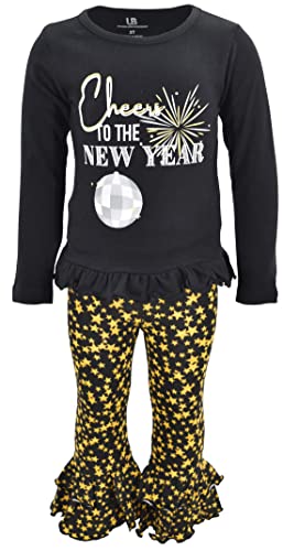 Image of Unique Baby 2 Piece Girls Double Ruffle Leggings and Long Sleeve Shirt Clothes Set Kid and Toddler Girl Outfit