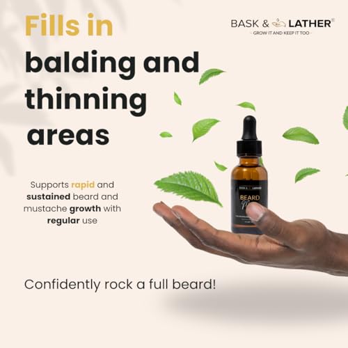 Bask & Lather Beard Magic Growth Oil for Men, Helps Stimulate Hair Growth and Softness, Natural Oil For Bald Spots and Patchy or Thin Facial Hair, Supports a Thicker Fuller Beard, 1 fl oz - Image 4
