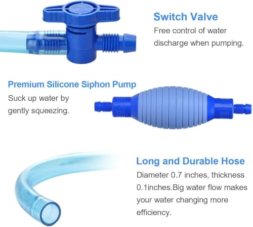 Image of 9ft Aquarium Siphon Vacuum Cleaner for Fish Tank Cleaning Gravel & Sand, Blue