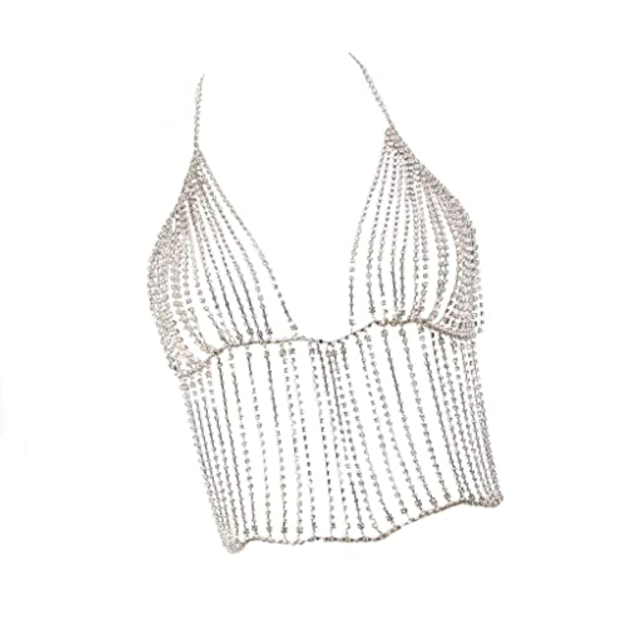 Shiny Rhinestone Tassel Bra Bikini Chain for Women