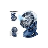 Wrischan Ventilateur à Pince avec Brumisateur, Petit Ventilateur Portable USB Rechargeable, Rotation à 360°, 4 Vitesses, Clip Silencieux Table Fan Silencieux pour Bureau, Pour Maison, Poussette