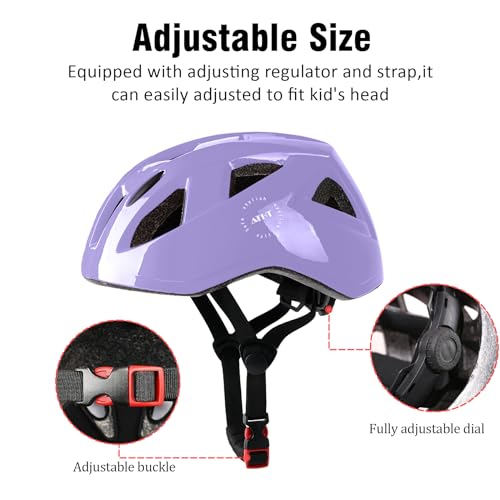 Atphfety Kids Bike Helmet,2 Sizes Adjustable for Youth Child Boys & Girls Ages 3-5-8-14,Ventilation and Multi-Sport for Bicycle Scooter Skate (Light Purple, M: 54-58 cm / 21.3"-22.8")