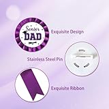 Senior Dad 2026 Graduation Tinplate Badge Pin - Senior 2026 Brooch Pin, Purple Rosette Class of 2026 Award Ribbon Button for Dad, High School Graduation Party Decoration