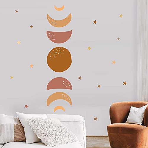 Moon Phases Wall Decal Boho Wall Decals Crescent Sticker Modern Wall Decals Removable Peel and Stick Wall Stickers for Kid Bedroom Living Room Decor