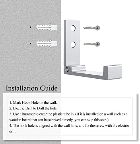 OHIYO 6Pcs Foldable Hooks for Hanging Coat & Bags & Hat & Key Wall Mounted Heavy Duty Aluminum Alloy Folding Coat Hooks with 12pcs Screws for Headphones Holder or Wall Hanger Hook( Matte Silver)