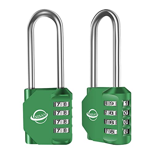 Image of Combination Lock 2.5 Inch Long Shackle 4 Digit Outdoor Combination Padlock for School Gym Locker,Sports Locker,Fence Gate,Gate,Hasps and Toolbox(Green,2 Pack)