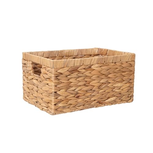 Jacinto de agua natural trenzado Cestas de almacenamiento rectangulares con asa interna (tuba)