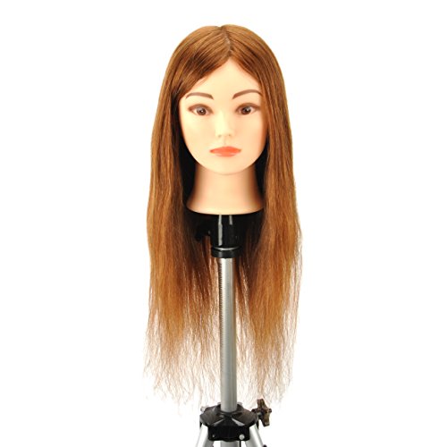 GEX 18-26" 100% Human Hair Training Practice Head Styling Dye Cutting Mannequin Manikin Head Brown Color 8# (18")