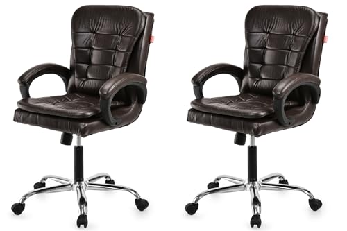 Image of GOYALSON Mesh Back Revolving Chair for Office Home Swivel Desk Chair with Comfortable Seating & Wheels (2, Coffee, Standard)
