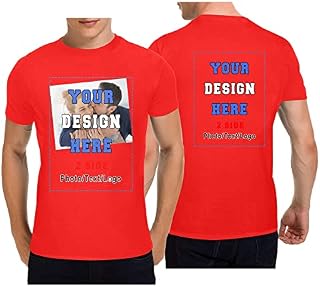 Custom T Shirts Personalized Add Your Photo Text Ultra Soft for Men Women, Front & Back Print Heavy Cotton Short Sleeve T Shirt