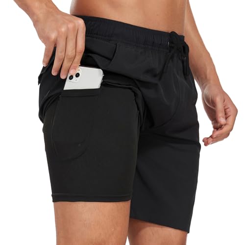 Mens Swim Trunks Swimming Shorts Quick Dry Swim Shorts Beach Shorts with Pockets and Compression Liner