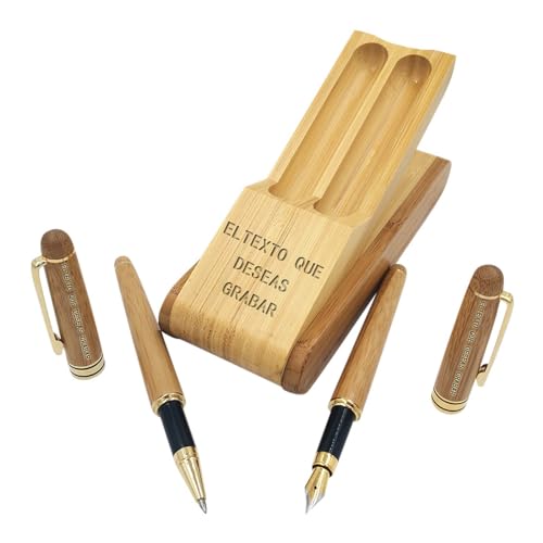 Boligrafos Personalizados,Bolígrafo de Madera Hecho a Mano Natural, Pluma de Regalo de Lujo, Personalizada,Juego de Bolígrafos de Madera Grabados Personalizados (F)