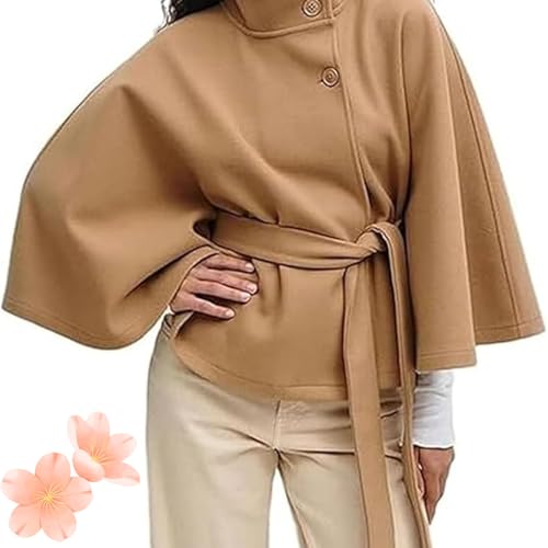 Women Batwing Sleeve Ponchos Pea Coat, Comfortable Warmth Soft, Winter