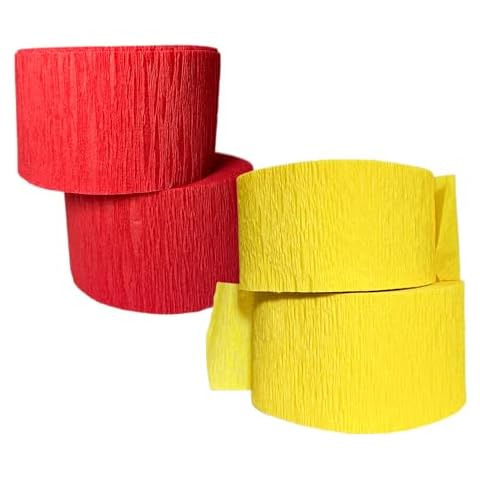 Red and Gold Yellow Crepe Paper Streamers (2 Rolls Each Color) USA-Made Cover