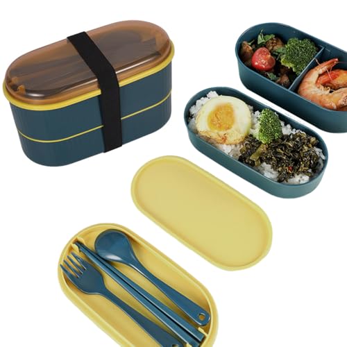 Ruayia Mini Lunchbox, Auslaufsichere Brotdose mit Fächern, Bento Box für Kinder mit Besteck, Auslaufsicher Essensbox, Vesperbox und Frühstücksbox mit Unterteilung – Grün