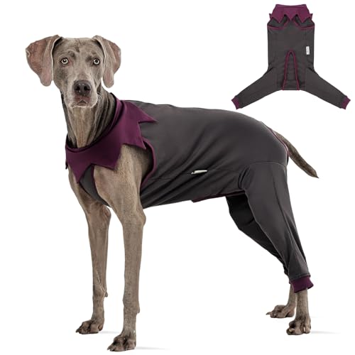 FUAMEY Dog Recovery Suit with Padded Rear Leg Sleeve,Zip-Up Dog Onesie for Spay Neuter Surgery,Dogs Bodysuit Prevents Licking Wounds on Thigh Incision