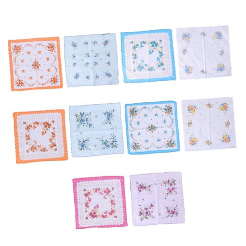 FOMIYES 10pezzi Fazzoletti Piccoli in Cotone Con Stampe Floreali Miste Per Casa e Uso Quotidiano Morbidi Resistenti e Facili Da Pulire Per Naso e Viso