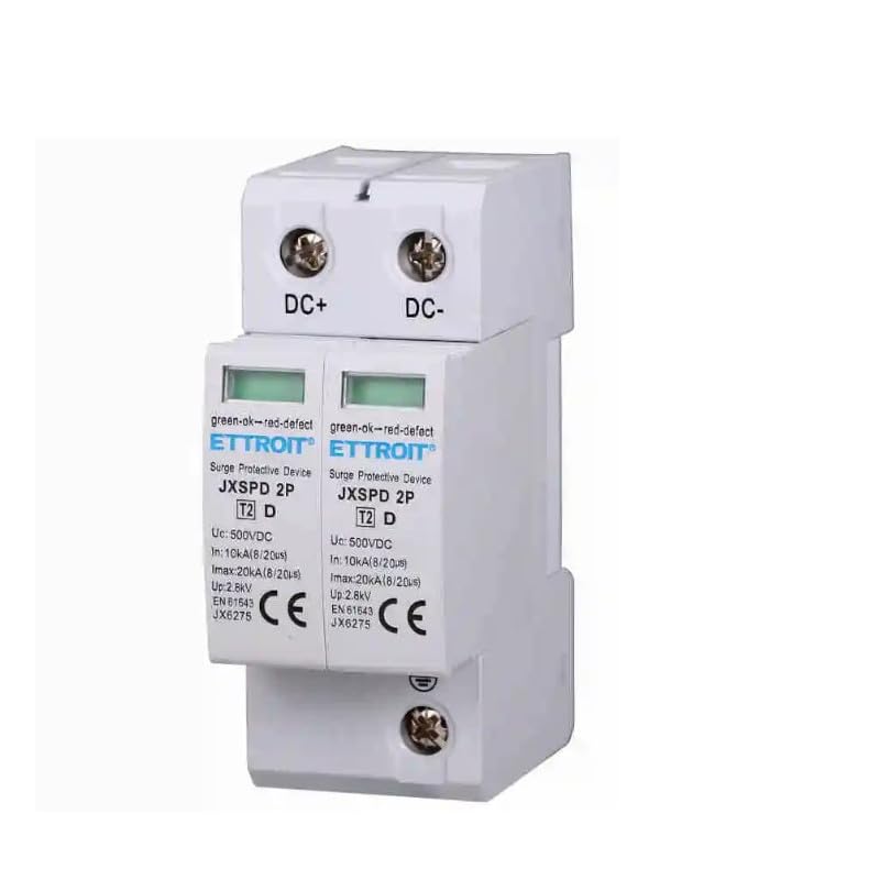 SCARICATORE LIMITATORE DI SOVRATENSIONE DC PER FOTOVOLTAICO TIPO 2 T2 D 2P 500V 2.8KV 10KA 2 MODULI DIN