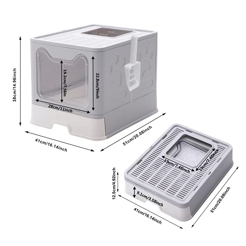 Arenero plegable grande para gatos con tapa y pala miniatura 4