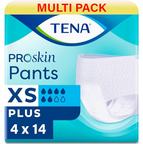 TENA Pants Plus Extra Small | Pantalones de dominadas para incontinencia | 6 gotas | 4 paquetes de 14