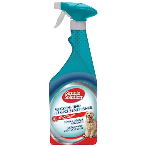 Simple Solution Dog Extreme Stain and Odour Remover, 3X Cleaning Power,Pro Bacteria and Enzymes Formula, Best for Feces, Vomit, Urine, Drool 750ml Spray Bottle