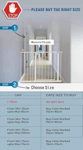 Image of Safe-O-Kid Adjustable 1-Year Warranty Baby & Dog Safety Gate (75-85 cm) Durable Metal Child Gate with 2-Way Auto-Close, Secret Lock, No Drill Required (Brown)
