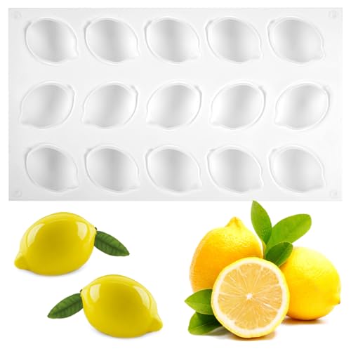 Moule Citron à 15 Trous, Moule Citron en Silicone, Moules à Citrons, Anti-adhérent, Facile à Démouler, Facile à Nettoyer, pour Mousse, Puddin, Muffin,...