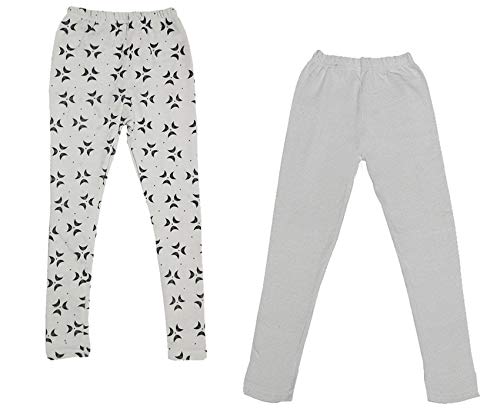 Image of IndiWeaves Girls Combo Pack of Warm Wollen Printed and Solid Leggings for Winters (White,White,1-3 Years) Pack of 2