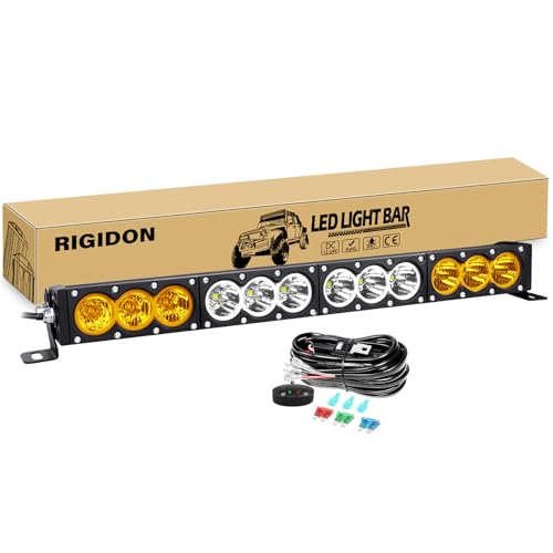 RIGIDON 22�C���` 120W �P�� LED ���C�g�o�[ ���C���[�n�[�l�X�t�� �z���C�g�A���o�[�X�|�b�g�t���b�h�R���{ 12000LM �I�t���[�h���C�g �h���C�r���O�{�[�g LED �t�H�O���[�N���C�g �g���b�N ATV UTV SUV �ԗp