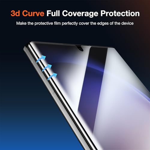 2 Pack Screen Protector Install kit for Samsung Galaxy S22 Ultra 5G 6.8 Inch,3D Curved Full-coverage Protective Film, Sensitive Touch Ultrathin Design ,Fingerprint Unlock, 24h Scratch - Image 7