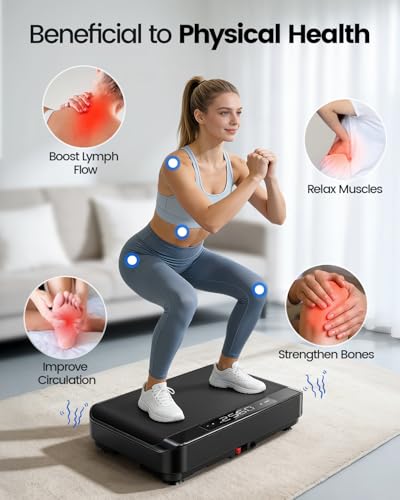 Vibration Plate Exercise Machine, Full Body Vibrating Platform for Lymphatic Drainage Weight Loss, 99 Levels Shake Plate with LED Display for Women, Black - Image 3