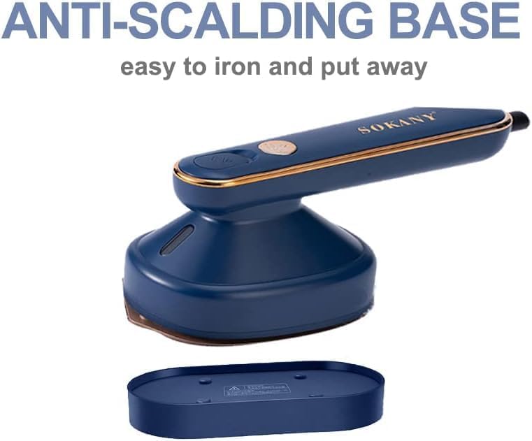 SOKANY SK-3071B Mini Travel Steam Iron with its anti-scalding base