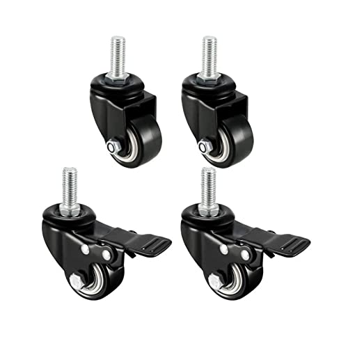 Roulettes pivotantes M8 lot de 4 avec frein pour meuble bois et métal