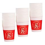 VERDANVERSE 50 Piezas Vasos de Papel Desechables para Fiesta de Año Diseño Portátil Rojo Capacidad para Oficina y de Unidades