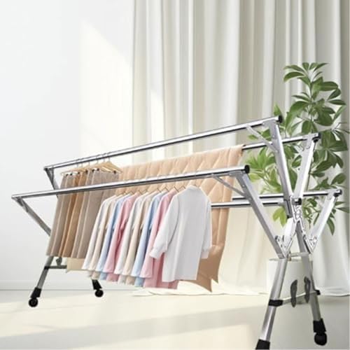 Heavy Duty Laundry Drying Rack with Hanging Rod, Space-Saving Clothes Stand for Large Loads, Sturdy & Durable Design, Ideal for Home & Apartment Use
