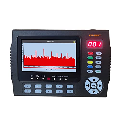 KPT-259ST DVB-S2 DVB-T2 DVB-C Satellite Finder Meter HD TV Receptor Análisis de Espectro,Larga Espera