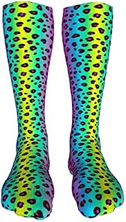 702 Unisex Sports Socks Neon Leopard Socks Eco Friendly Men’S Socks Sustainable Running Socks For Yoga Trekking 50Cm