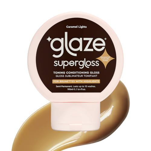 Image of Glaze Supergloss Color Conditioning Gloss – Hydrating Semi-Permanent Color Hair Gloss & Shine Boost – Color Depositing Mask - Vegan, Cruelty-Free – 190ml - Caramel Lights - Warm Caramel Toner