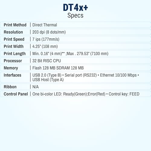 Image of McAuley Labels GoDEX DT4x+ 4 inch Direct Thermal Shipping Label Printer - Retail & Warehouse Printer - 203 DPI, USB /Serial /Ethernet