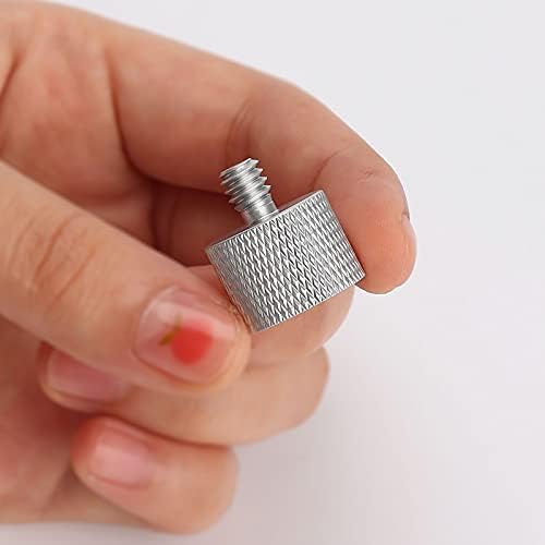 SAVITA Mic Stand Adapter Kit Includes 1 Piece 1/4 Female to 5/8 Male Screw Thread Adapter 1 Piece 5/8 to 1/4 Screw Thread Adapter Tripod Screw Adapter For Camera Monitor Microphone Stand (Silver)