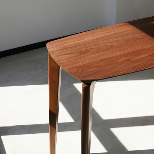 Image of CONSDAN Space-Saving Solid Wood Bar Table for Home & Apartment - Stylish Compact Design, Table Only, Walnut Top, Natural Finish