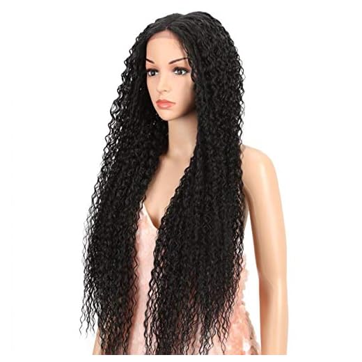 Lace Front Wig 38 inch Super Long Syntetisk Lace Front Peruk Kinky Lockigt hår Blond Brun Svart 6 färger Långa peruker för kvinnor