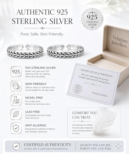 Image of 925 Sterling Silver Peacock Design Toe Ring for Women and Girls | Polish Adjustable Toe Bichiya | Adjustable